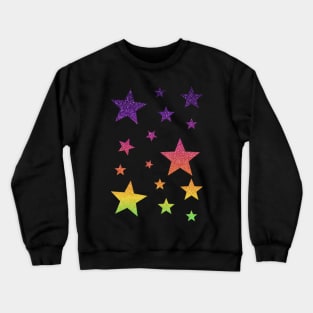 Bright Rainbow Ombre Faux Glitter Stars Crewneck Sweatshirt